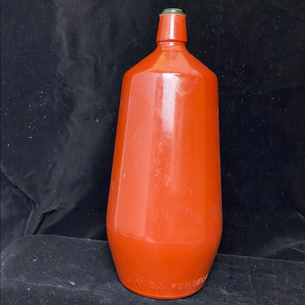 Vintage Portugal Fonseca Painted Green Wine Bottle
